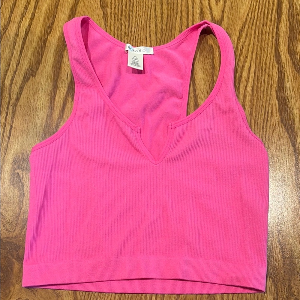 Bozzolo Hot Pink Ribbed Top